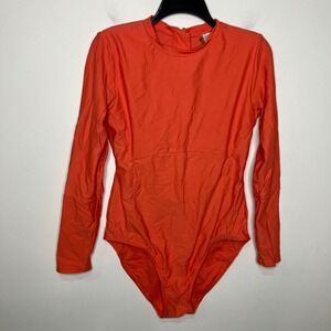 Sandflower orange rashguard one piece swimsuit women's size large summer